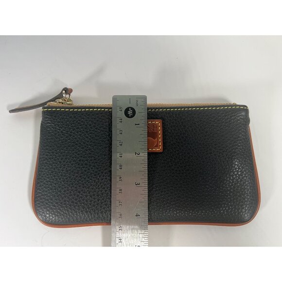Dooney & Bourke Black Pebbled Leather Zip Wallet With Tan Trim & Gold Accents Co - Picture 5 of 6